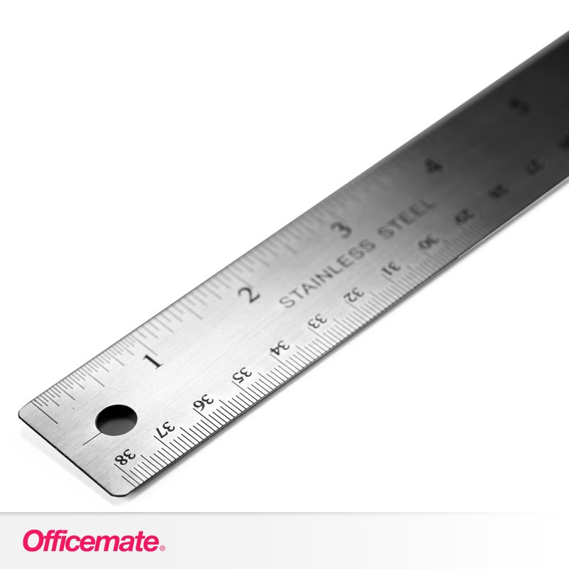 Officemate Classic Stainless Steel Metal Ruler, 15 inches with Metric Measurements, Silver, 15 L x 1.25 W (66612) - Image 5